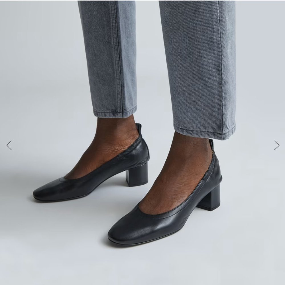 Everlane The Day Heel black leather made in italy 7.5